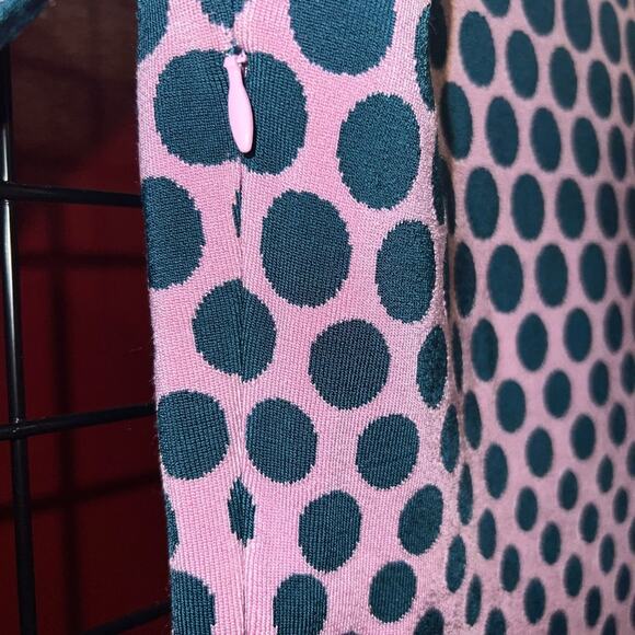 Zac Posen Polka Dot Knit Dress Size Medium Pink Green - Picture 11 of 13